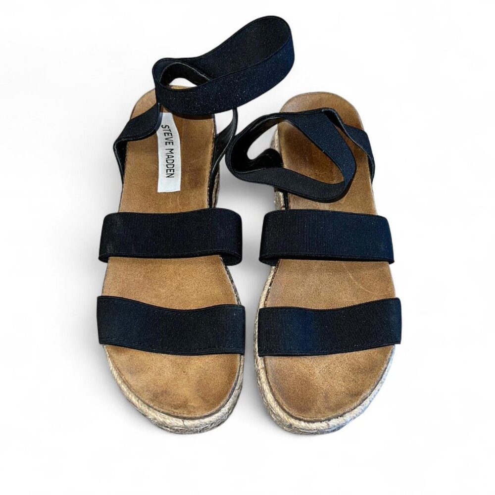 Steve Madden Black Strap Short Platform Sandals